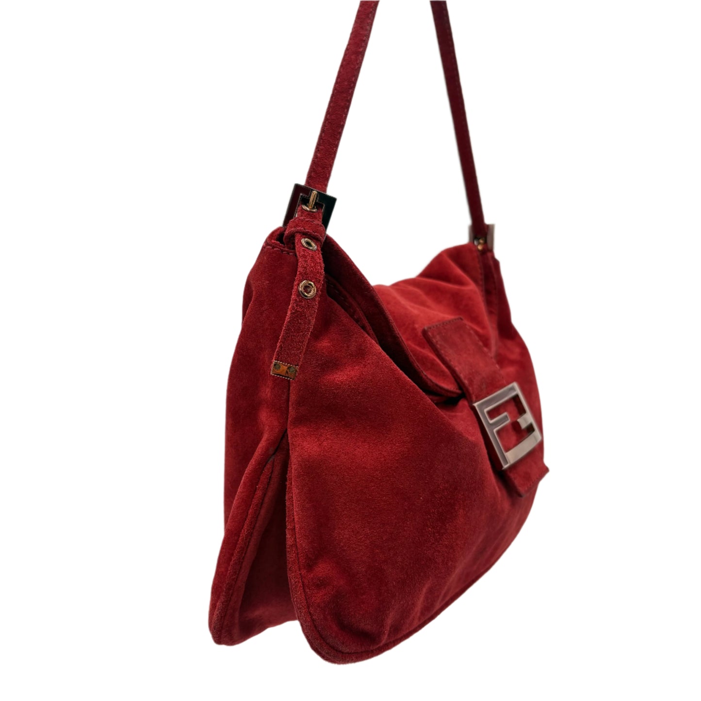 Fendi Suede Flap Baguette Rust