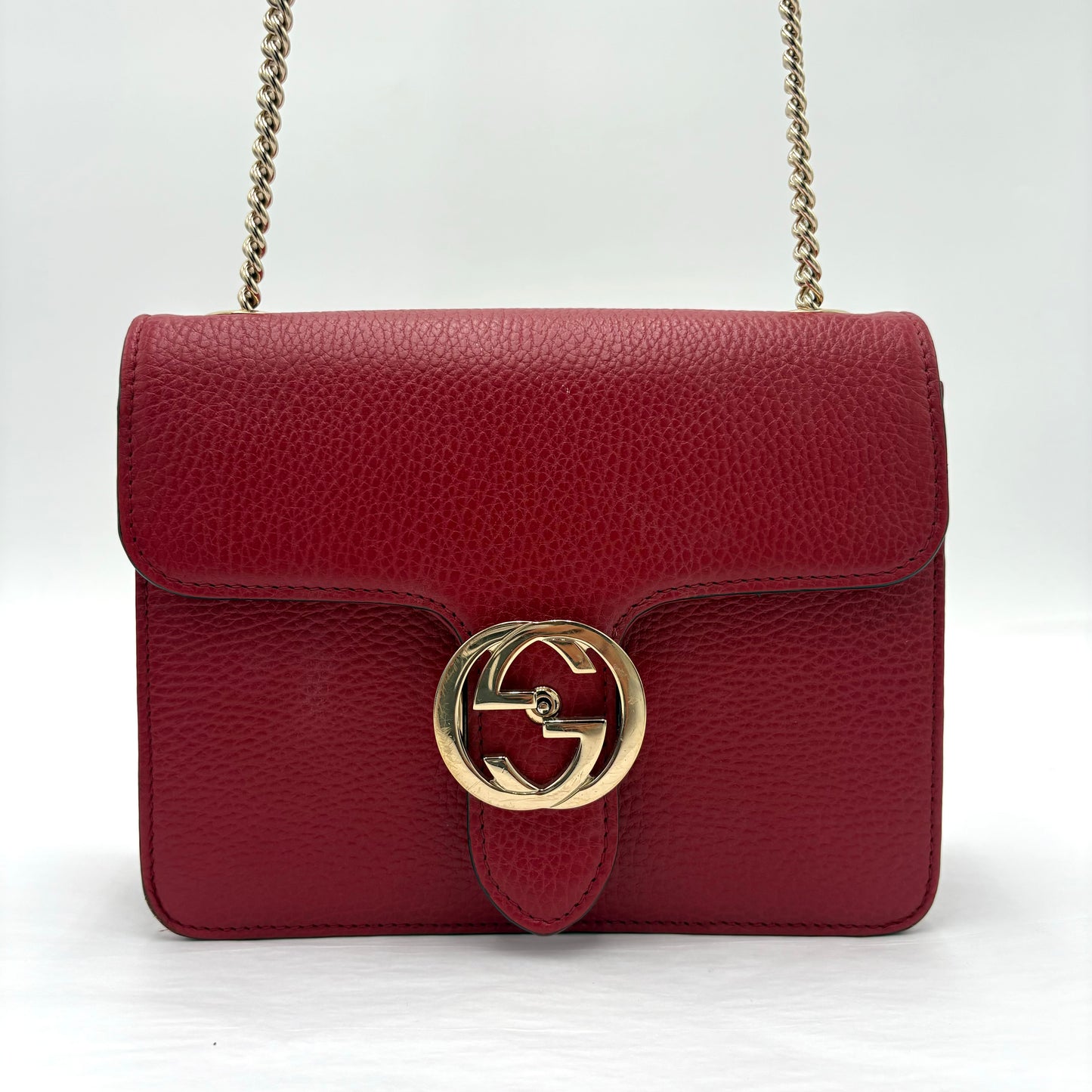 Gucci Dollar GG Calfskin Messen-Red : Large