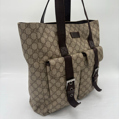 Gucci Double Pocket Canvas Tote