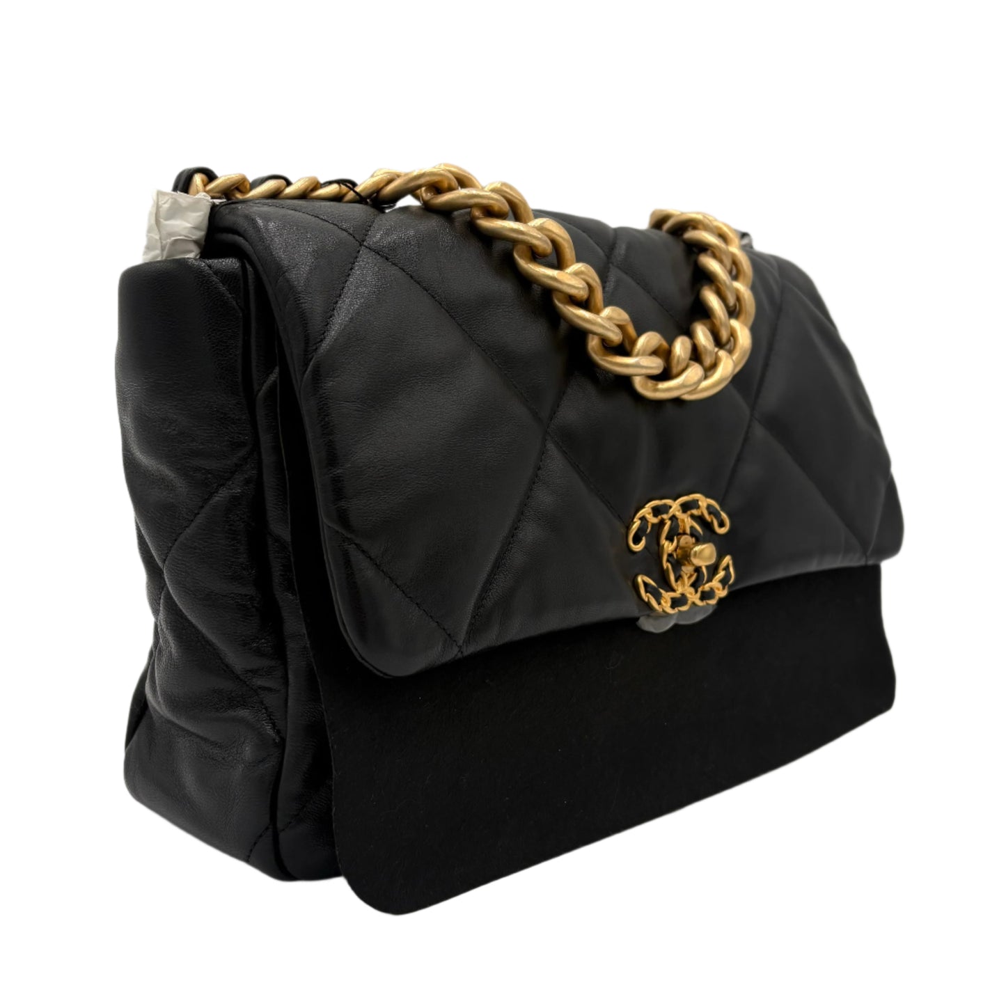 20 Chanel 19 Lambskin Flap Bag-Black/Gold
