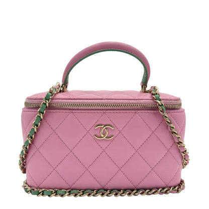 Chanel Tiny CC Link Quilted Top Handle Vanity Case