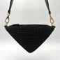 Prada Triangle Crochet Shoulder Bag Black