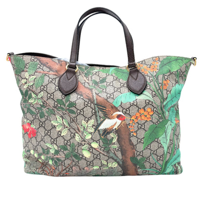 Gucci GG 2 Way Soft Tote Tian Print Canvas Medium
