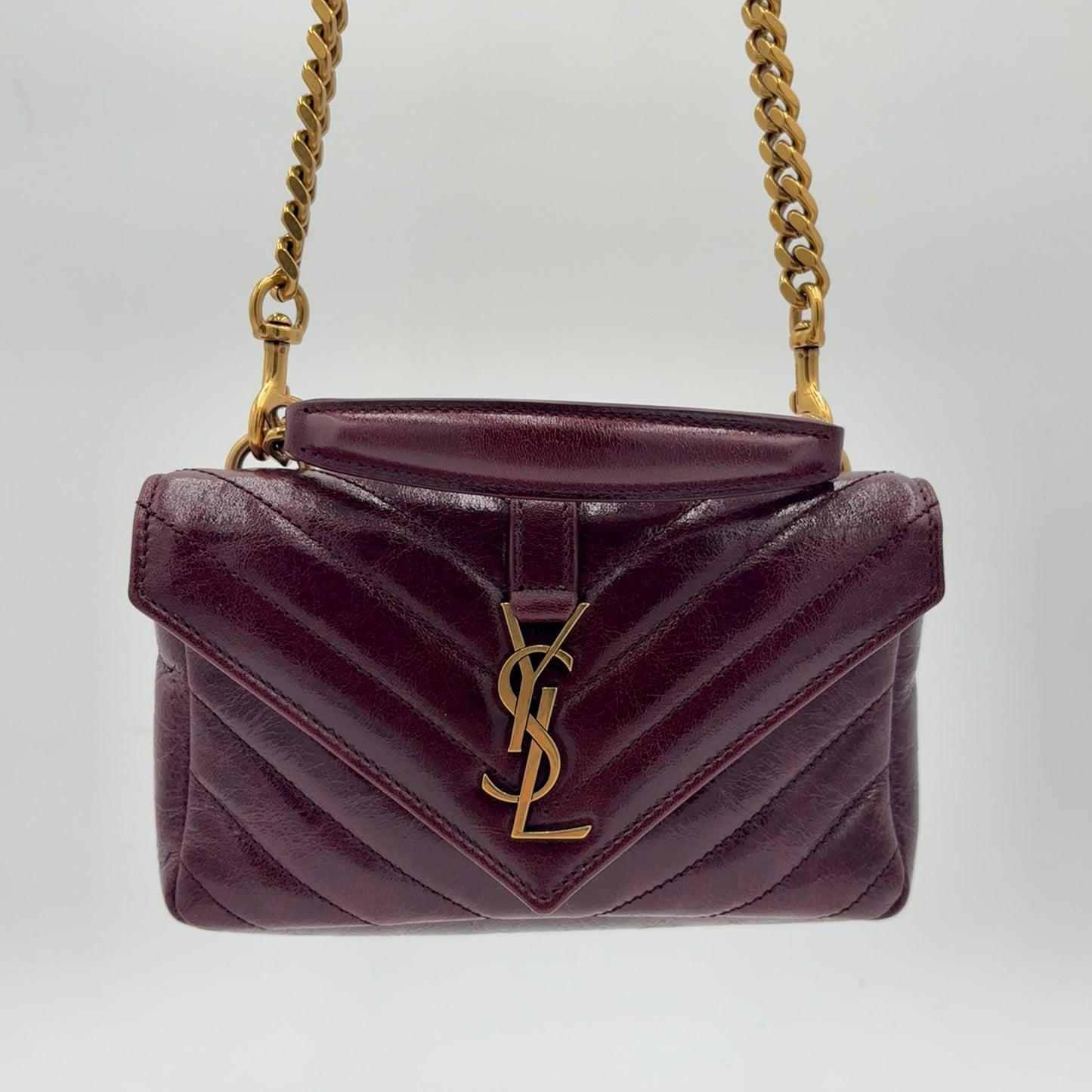 Saint Laurent Mini College Chain Bag - Plum