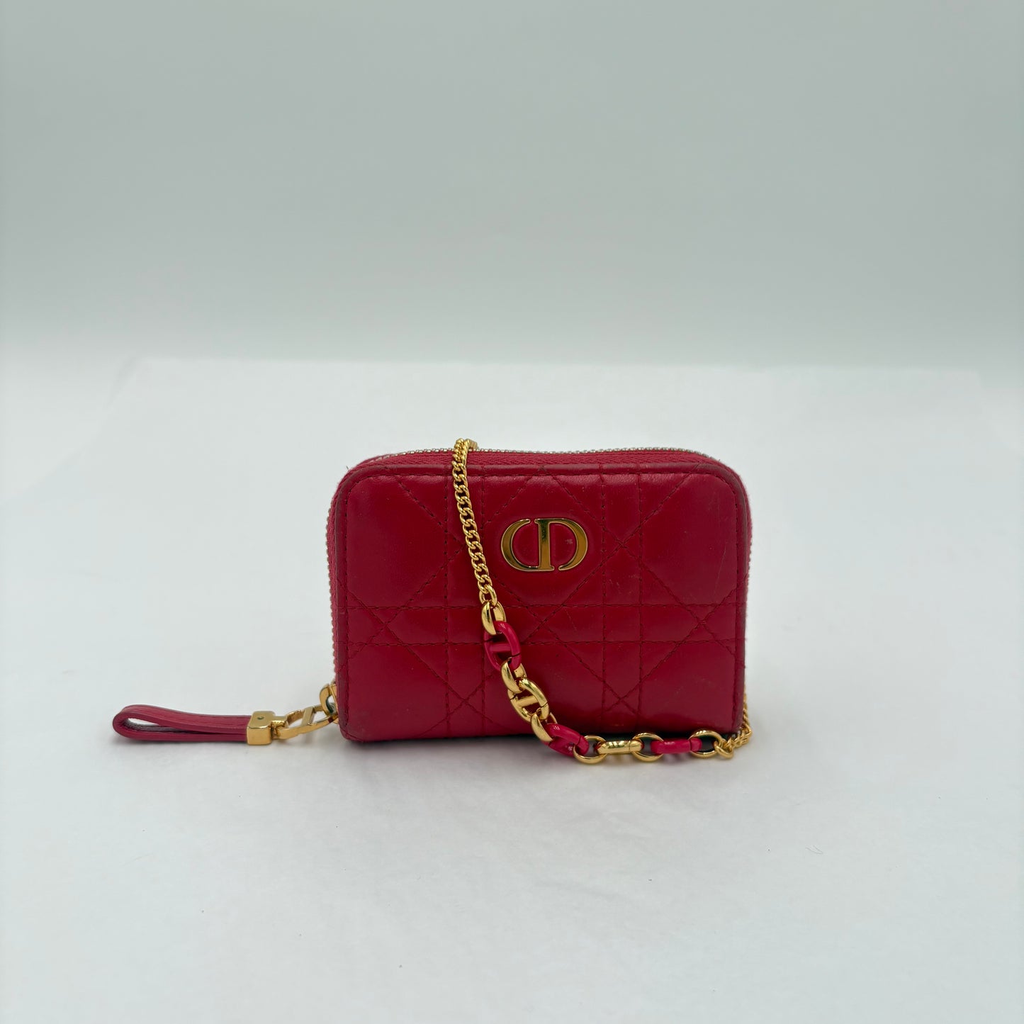 Christian Dior Mini Caro Zipped Pouch On Chain