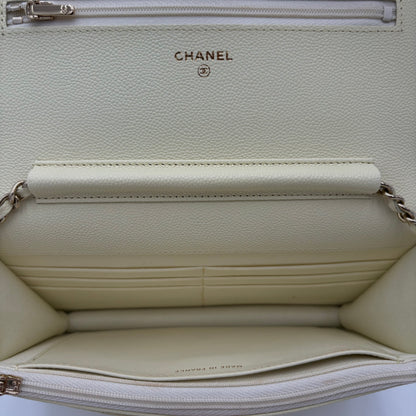 MIB 2023 Chanel Caviar Light Yellow Wallet On Chain WOC