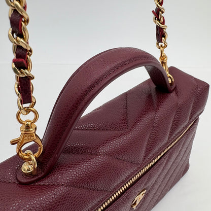 2026 Chanel Caviar Quilted Top Handle Slim Vanity With Chain