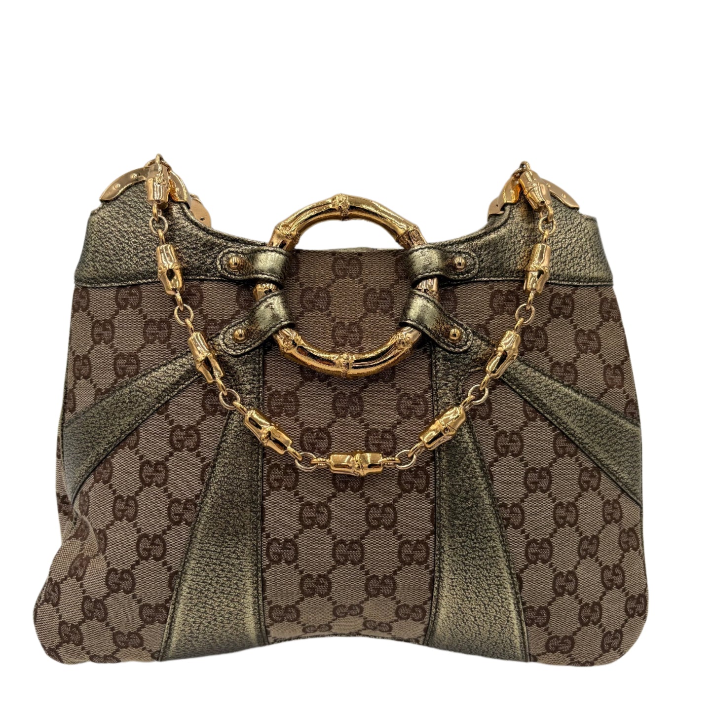 Gucci Leather Tom Ford Bamboo Chain Bag Gold