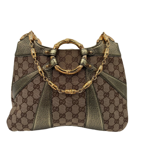 Gucci Leather Tom Ford Bamboo Chain Bag Gold
