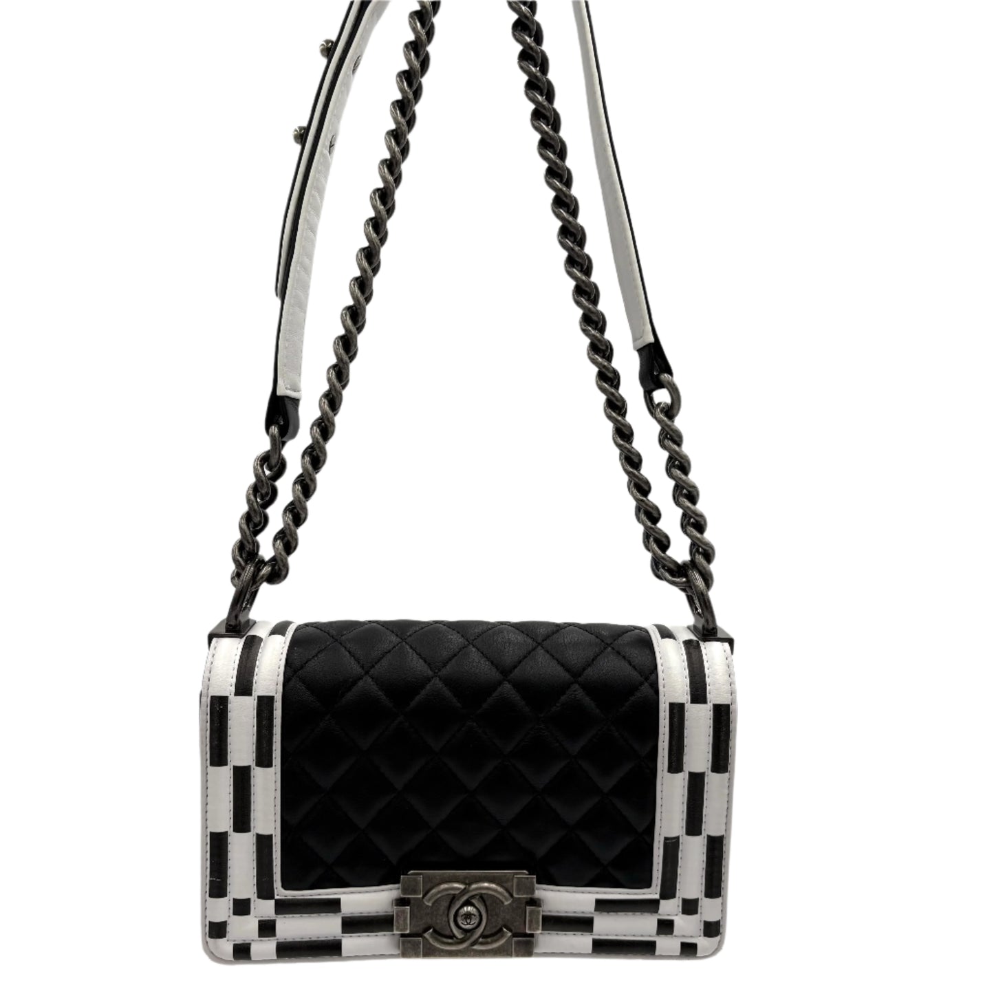 2014 Chanel Calfskin Checkerboard Boy Flap Bag