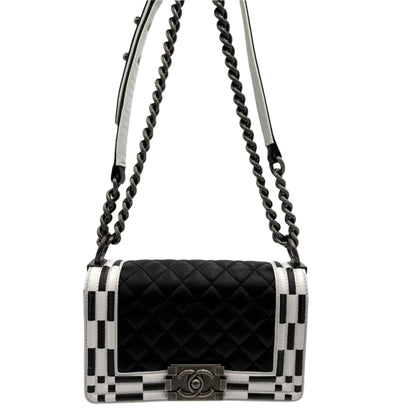2014 Chanel Calfskin Checkerboard Boy Flap Bag
