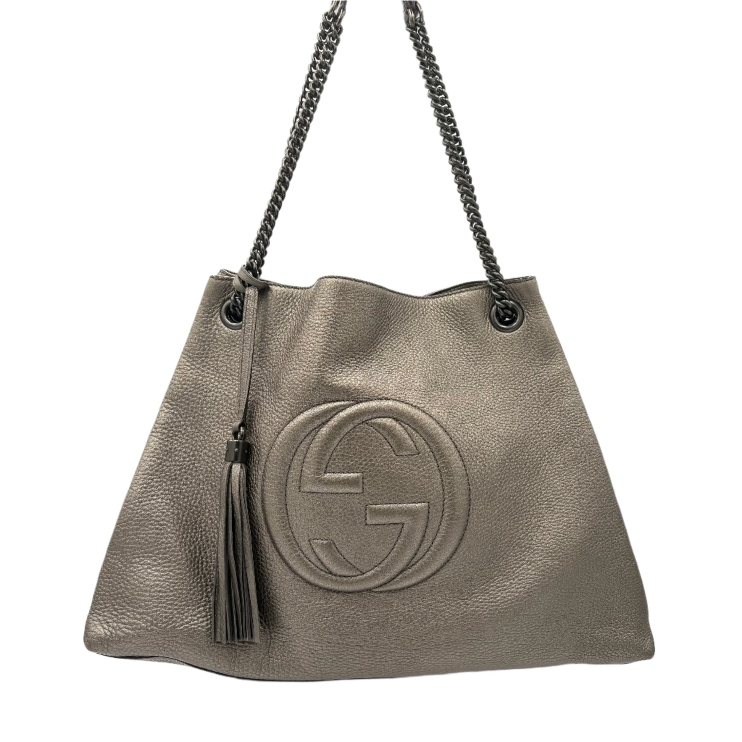 Gucci Soho Medium Leather Tote-Pewter