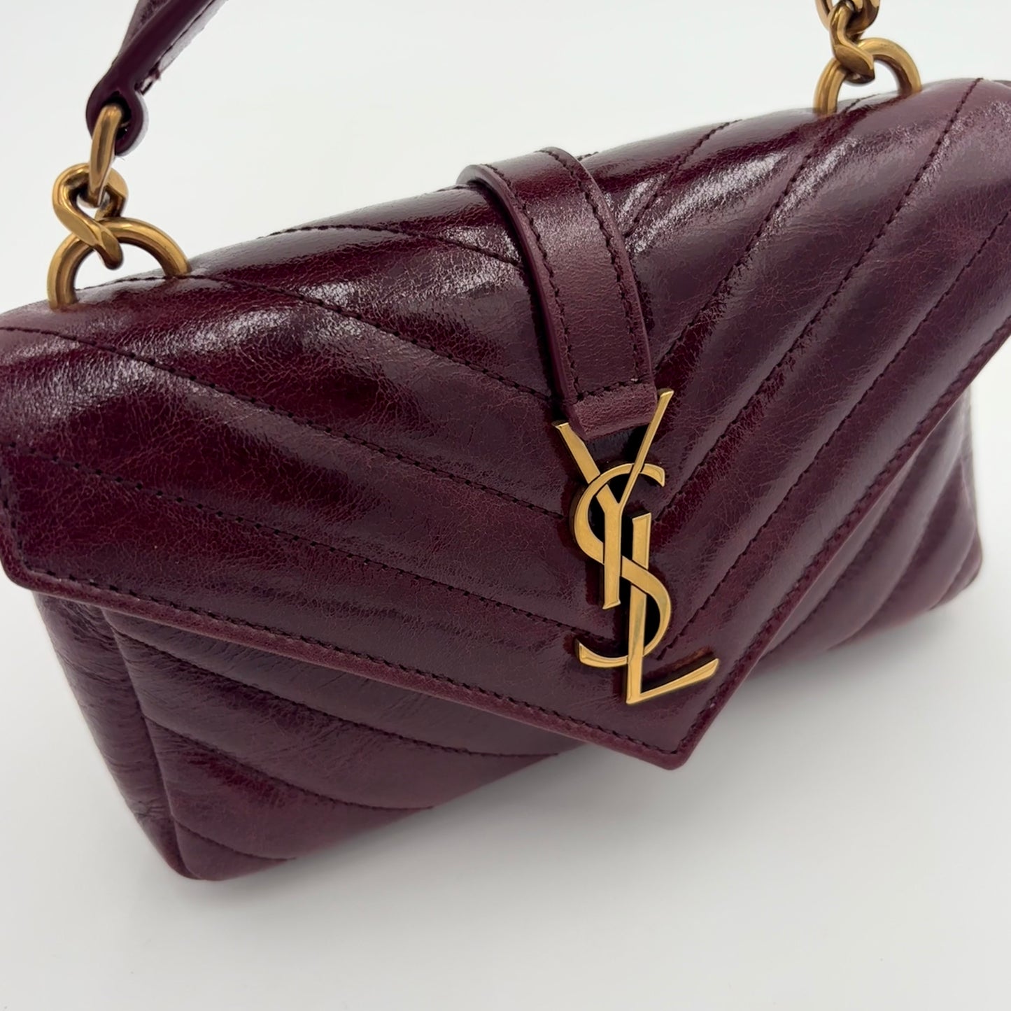 Saint Laurent Mini College Chain Bag - Plum
