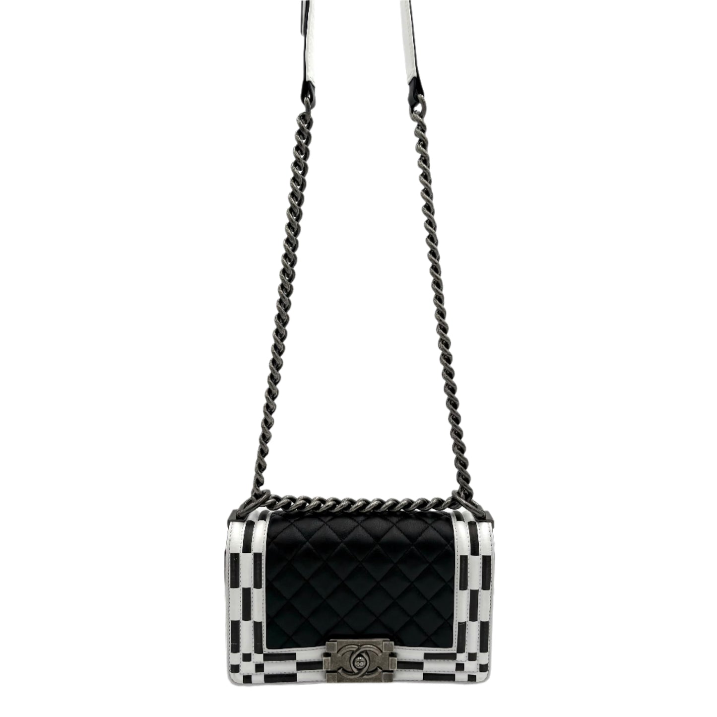 2014 Chanel Calfskin Checkerboard Boy Flap Bag