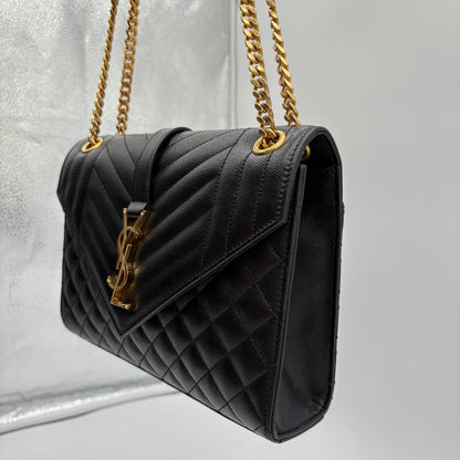 YSL Saint Laurent Quilted Triquilt Envelope Purse