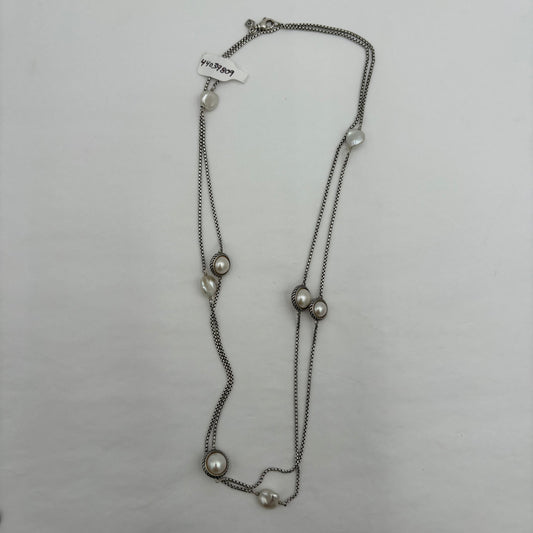 David Yurman Sterling Pearl Station Necklace