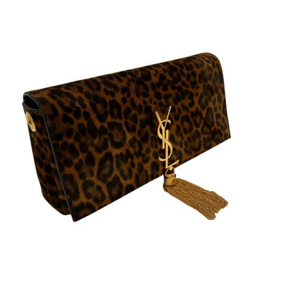 Saint Laurent  Suede Leopard Print Monogram Tassel Kate 99
