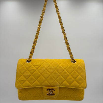 1991-1994 Chanel Medium Single Flap Yellow Denim