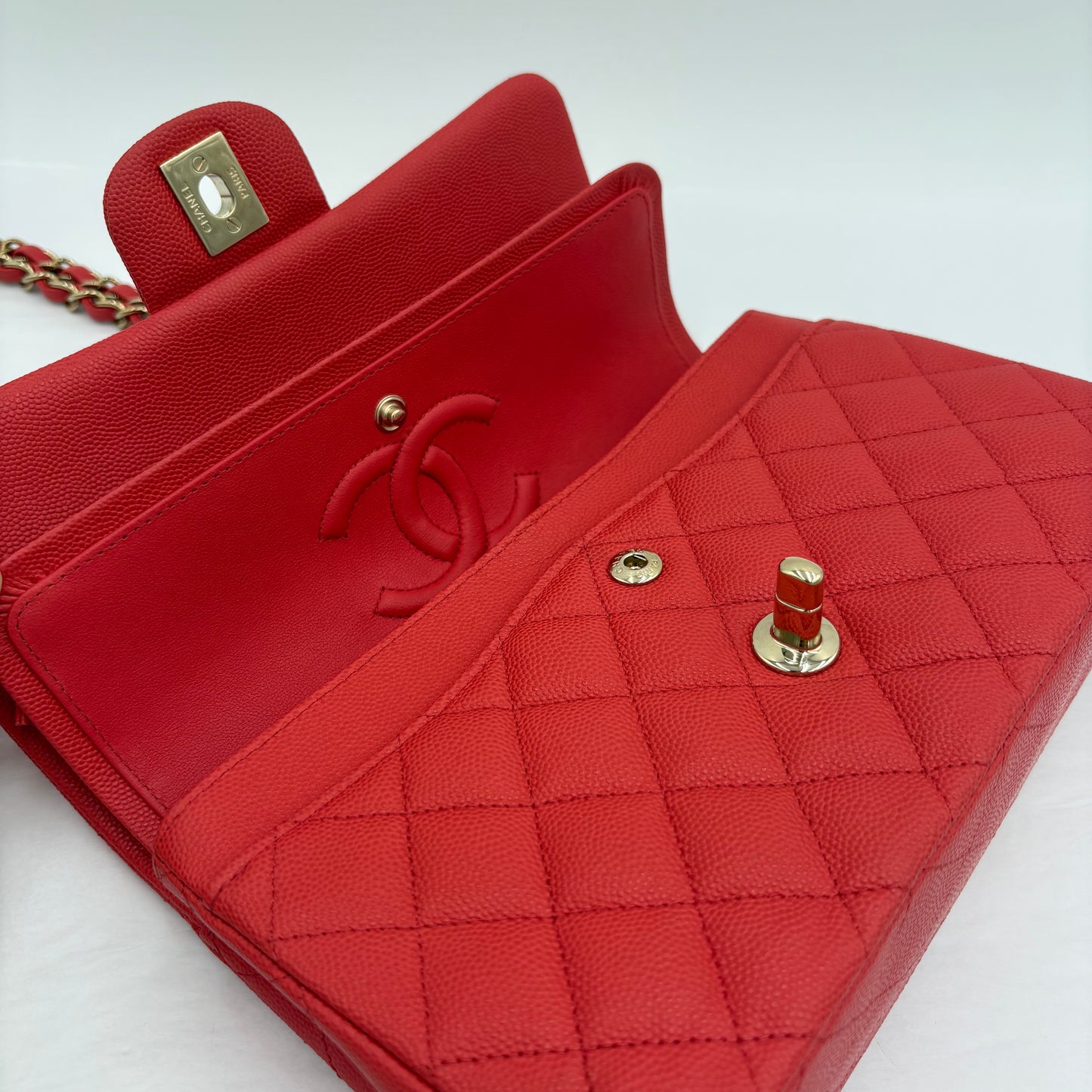 In Box Chipped Chanel Quilted Caviar Classic Double Flap