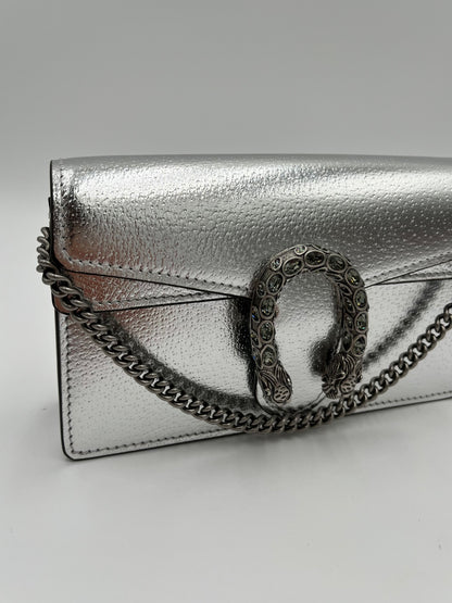 MIB Gucci Silver Leather Mini Dionysus Crossbody