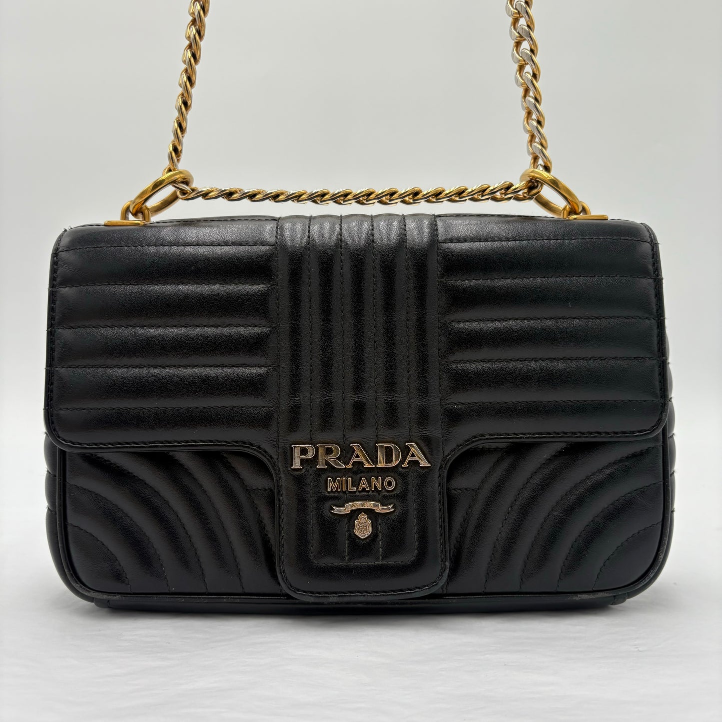 Prada Diagramme Quilted Leather Flap Bag