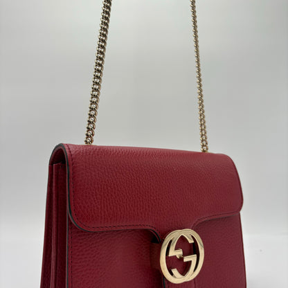 Gucci Dollar GG Calfskin Messen-Red : Large