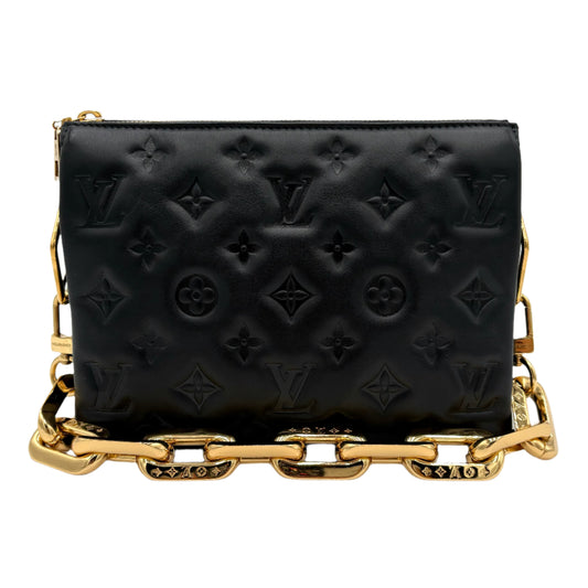 Louis Vuitton  Lambskin Embossed Monogram Coussin BB Black