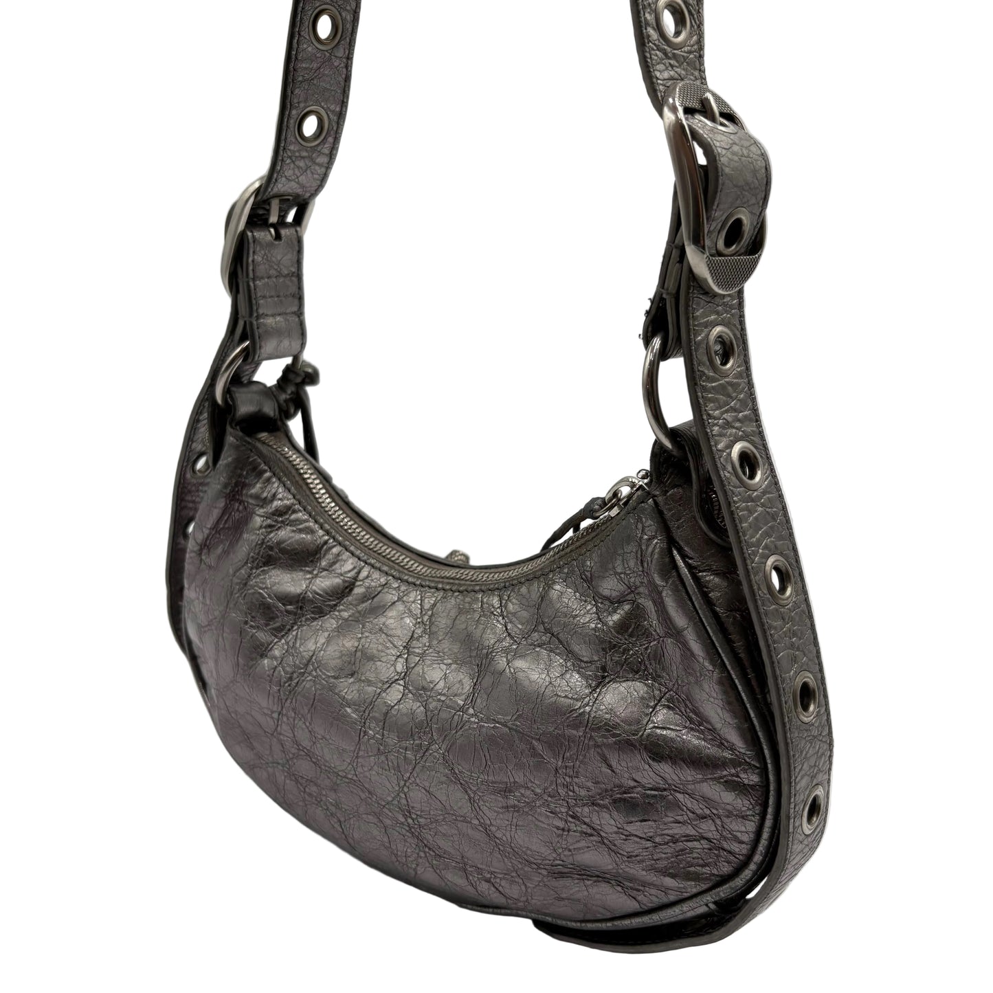 Balenciaga Le Cagole Shoulder Silver Leather : X SMALL