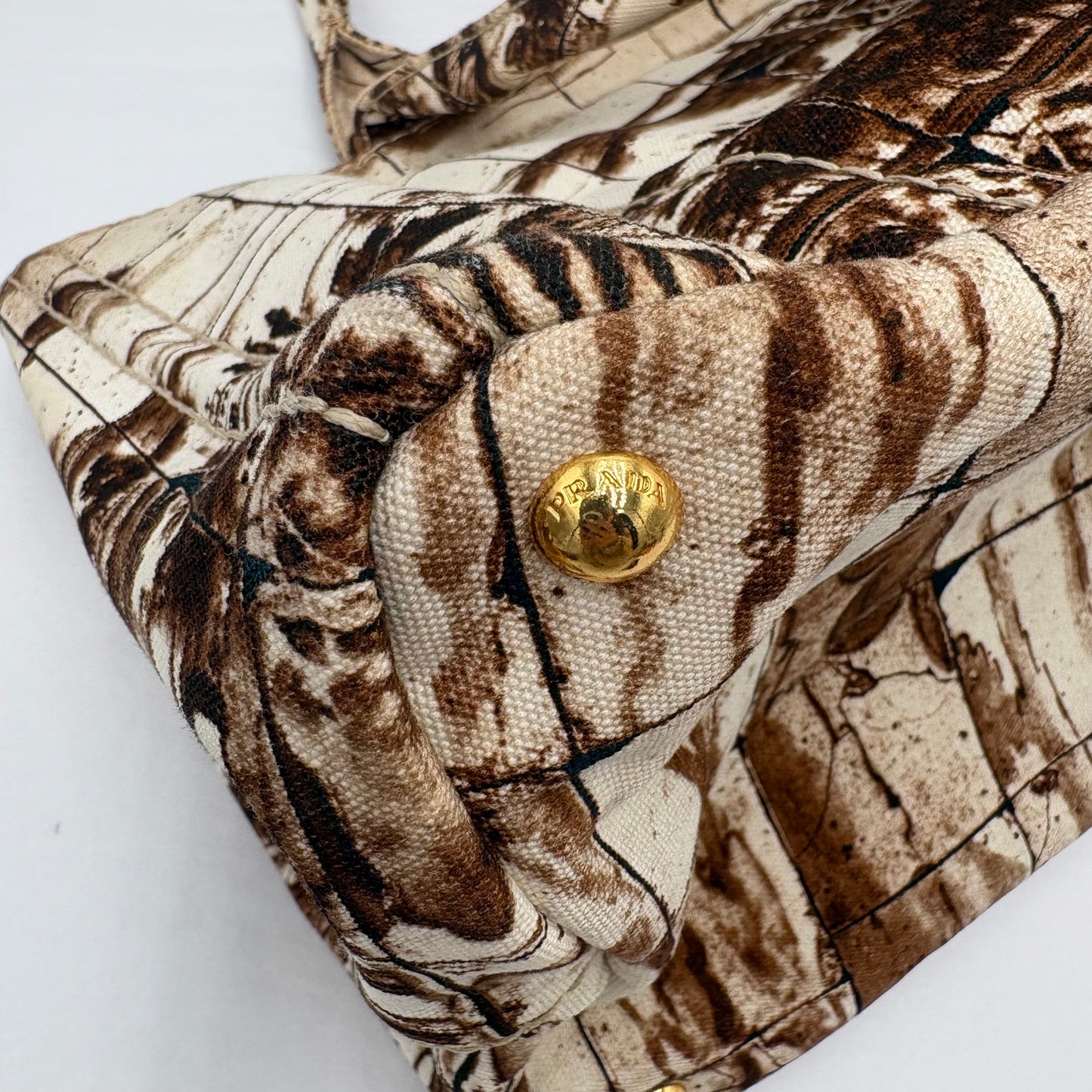 2010 Prada Brown/Tan Printed Canvas Tote