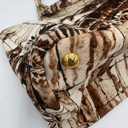 2010 Prada Brown/Tan Printed Canvas Tote