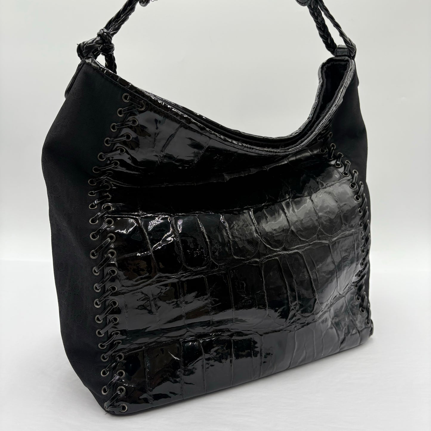 Christian Dior Patent Embossed Stitch Tote
