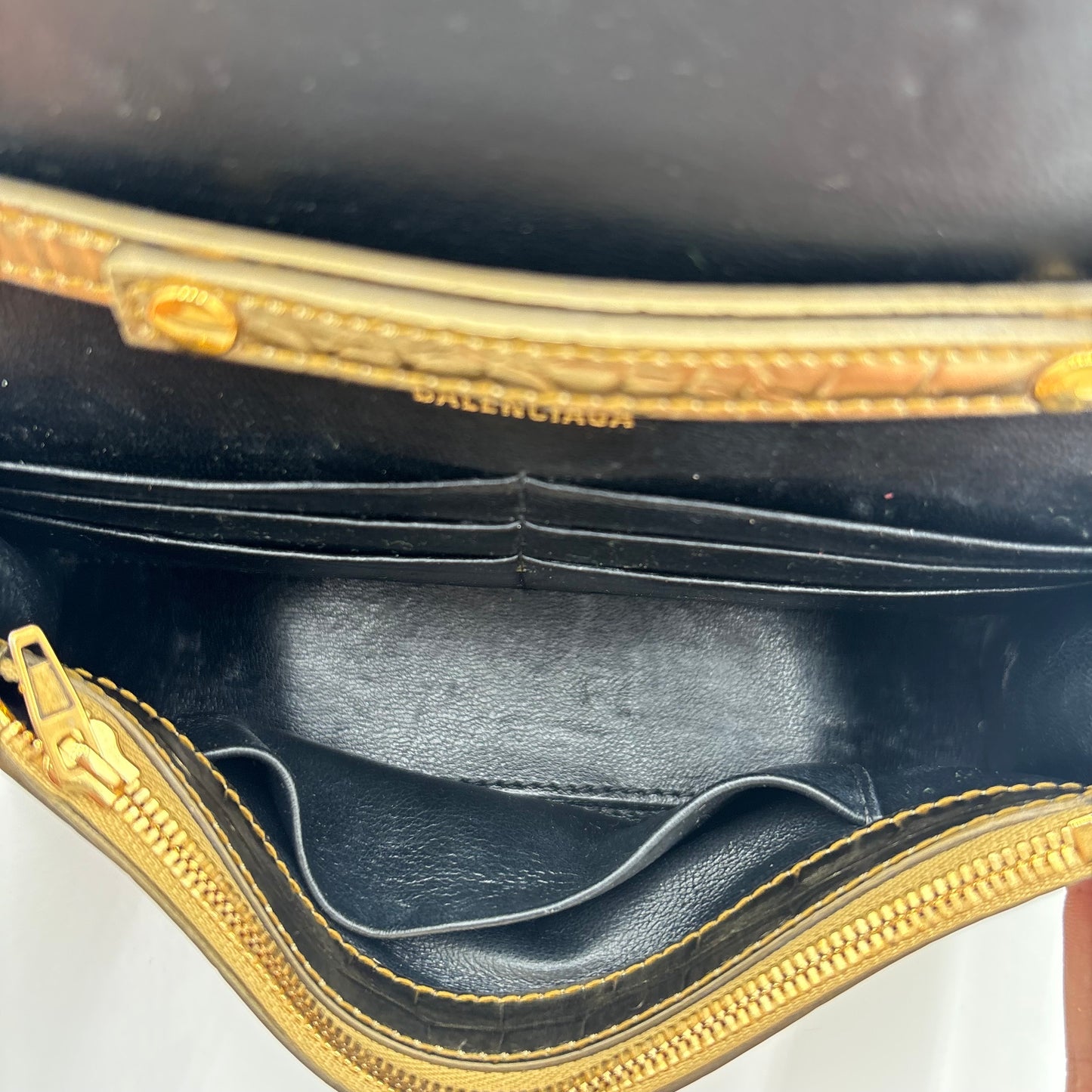 Balenciaga Gold Croc Small Hourglass  Bag