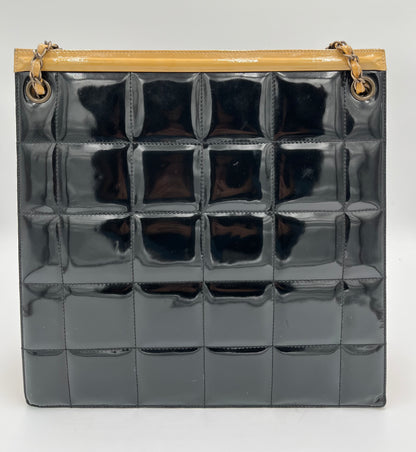 Vintage Chanel Patent Lrg Tote-Beige/Blk