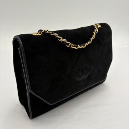 1986-88 Chanel Suede Diamond Stitch Flap Bag