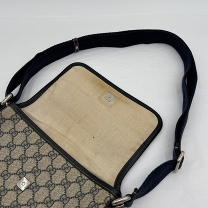 Vintage Gucci Flap Messenger Canvas/Navy Blue