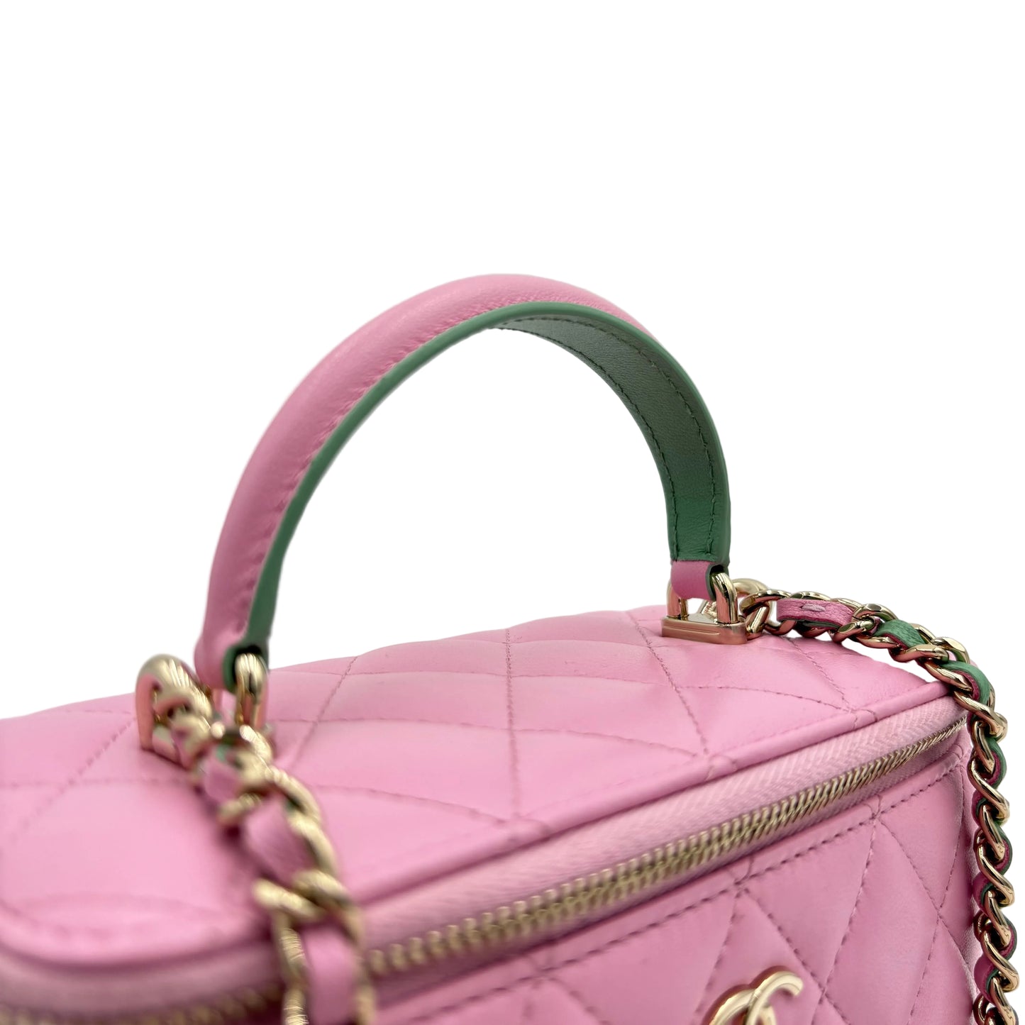 Chanel Tiny CC Link Quilted Top Handle Vanity Case