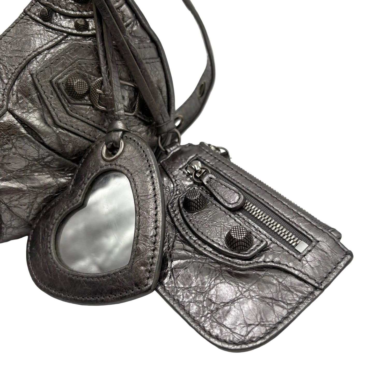 Balenciaga Le Cagole Shoulder Silver Leather : X SMALL