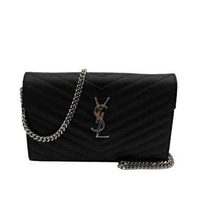 Saint Laurent Matelasse Leather Wallet On Chain