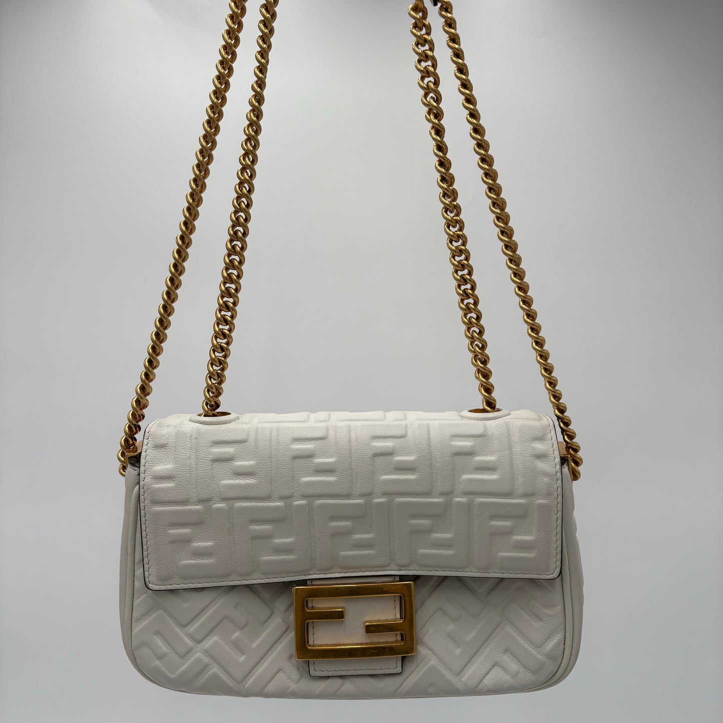 Fendi Baguette Chain Midi White