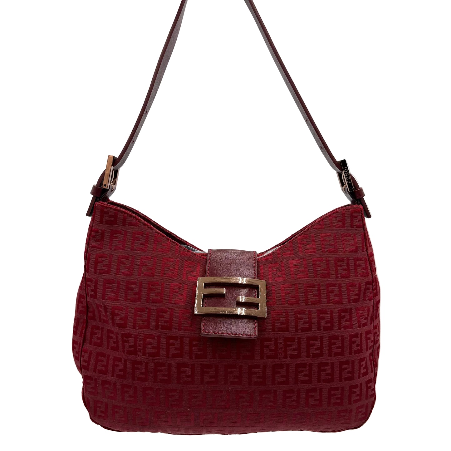 Vintage Fendi Red Zucchino Canvas Shoulder Bag