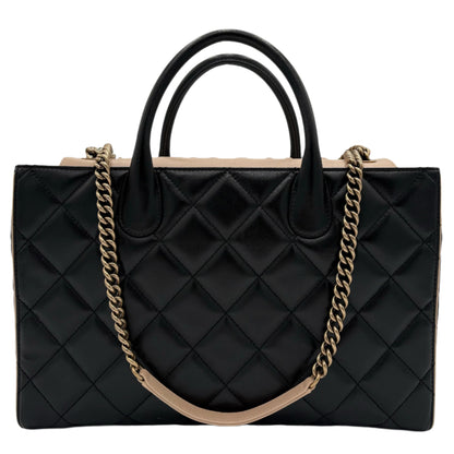 Chanel Portobello Logo Tote Quilted Lambskin Large