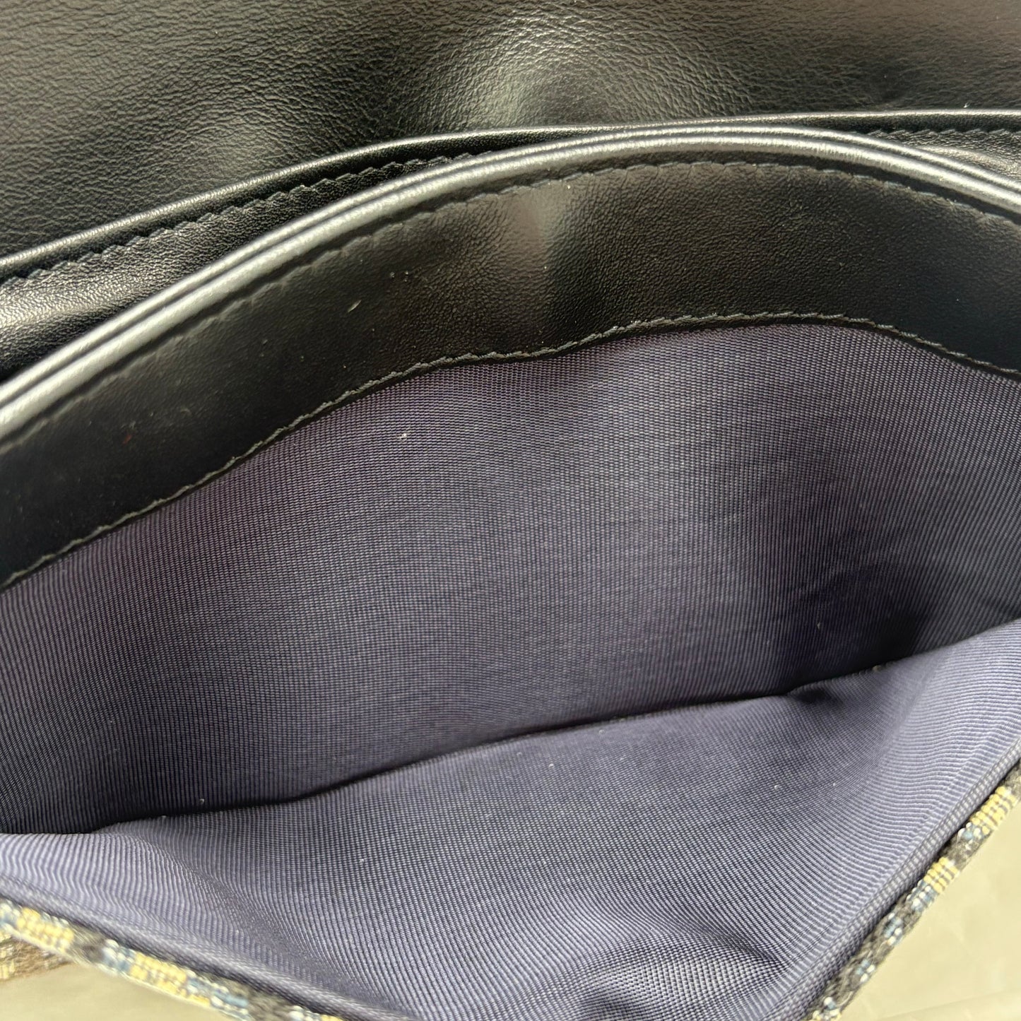 Christian Dior Saddle Pouch with Chain Blue Oblique Jacquard