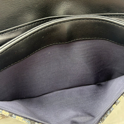 Christian Dior Saddle Pouch with Chain Blue Oblique Jacquard