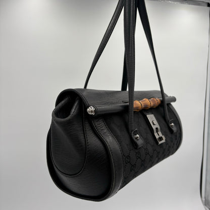 Gucci GG Bamboo Leather/Canvas Bullet Bag