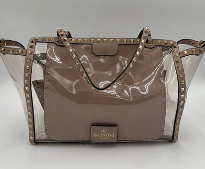 Valentino Rockstud Flat Pouch-Blush Taupe : Large