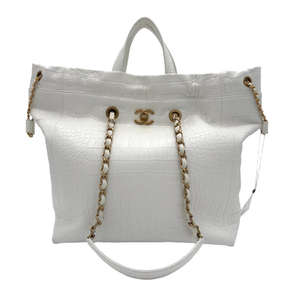 2019 Chanel Crocodile Embossed Large Tote: White