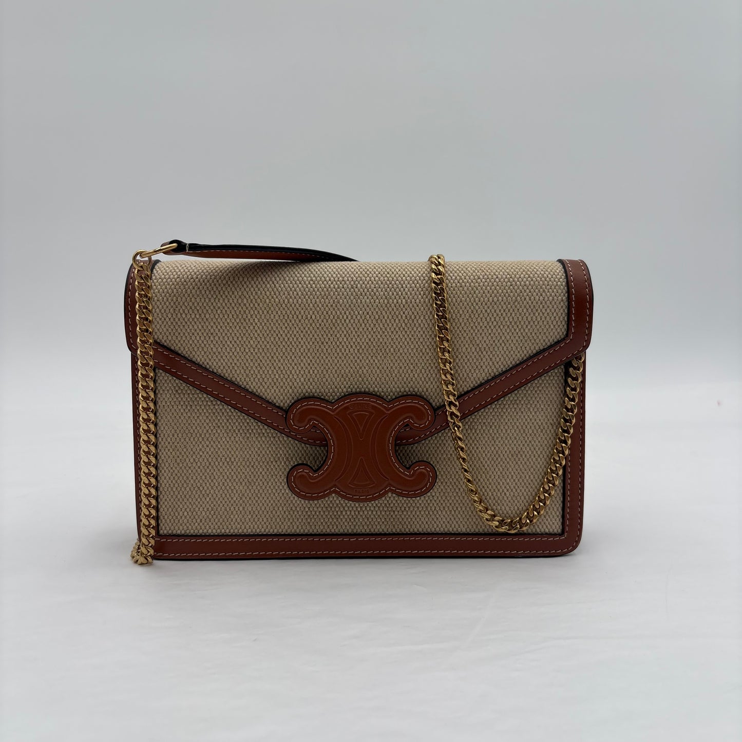 Celine Triomphe Chain Leather Crossbody Bag