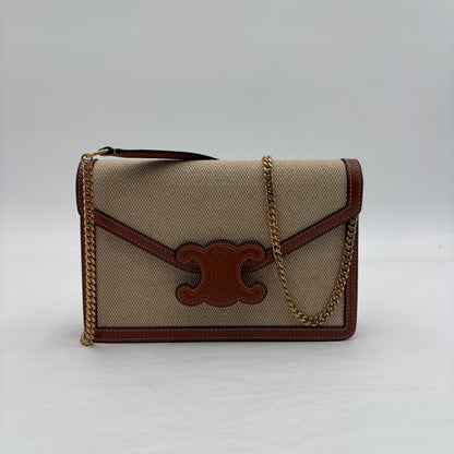 Celine Triomphe Chain Leather Crossbody Bag