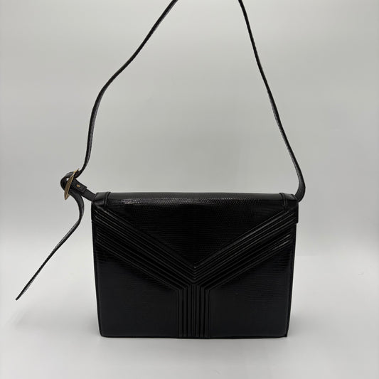YLS Yves Saint Laurent Black Lizard Bag
