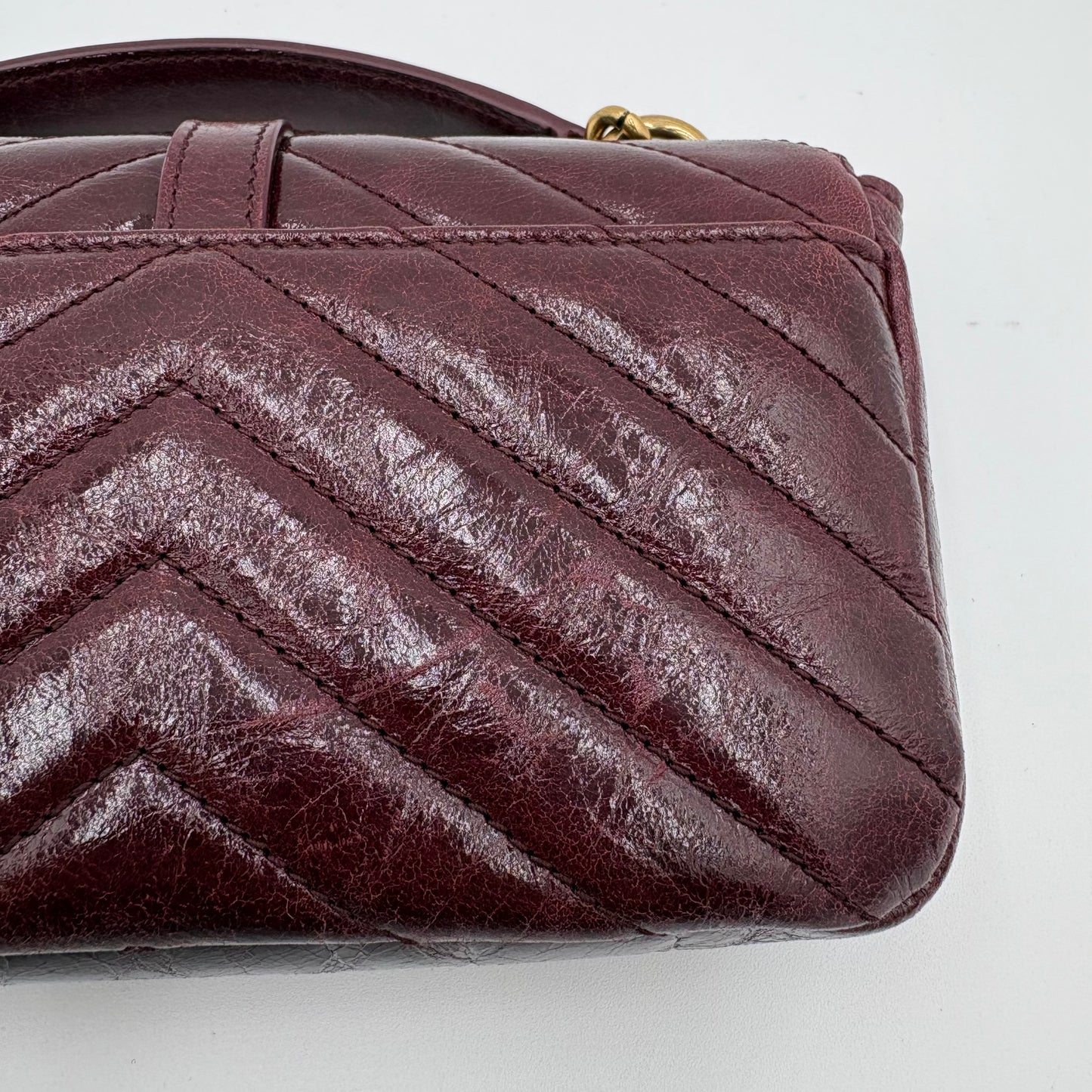 Saint Laurent Mini College Chain Bag - Plum